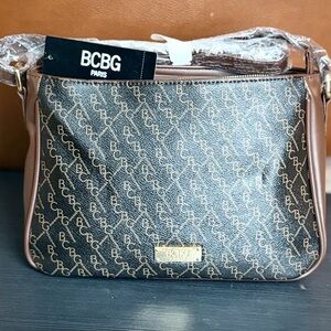 BCBG Paris Black and Brown Shoulder Bag